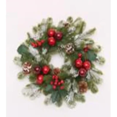 WREATH 16″ W/RED BALL & PINE CONE